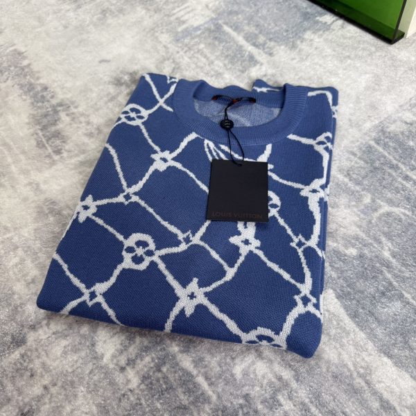 Best Selling Louis Vuitton Short Sleeves Blue Knit Print Luxury