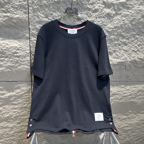 Luxury Thom Browne Short Sleeves White Cotton Stripe Collection