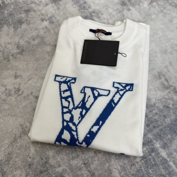 Best Selling Louis Vuitton Short Sleeves White Knit Logo Collection