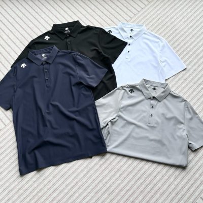 Best Selling Descente Short Sleeves White Silk Logo Luxury