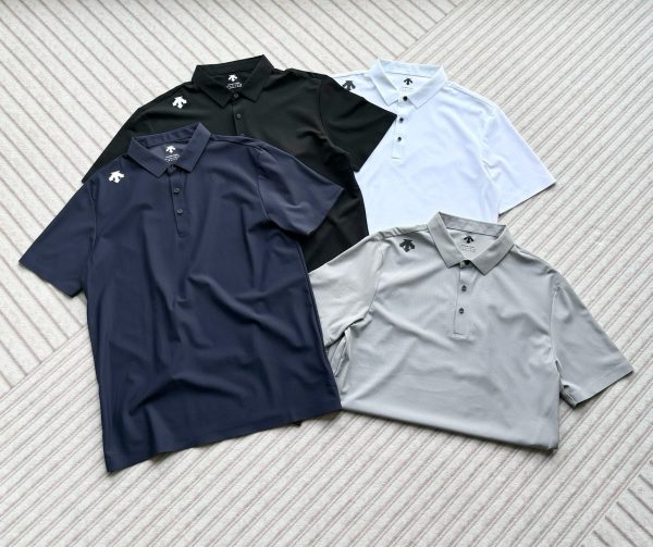 Best Selling Descente Short Sleeves White Silk Logo Luxury