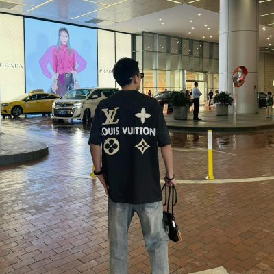 High Quality Louis Vuitton Short-Sleeved Shirt White Leather Classic Style