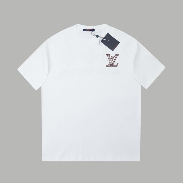 High Quality Louis Vuitton Short Sleeves Black Cotton Logo Luxury