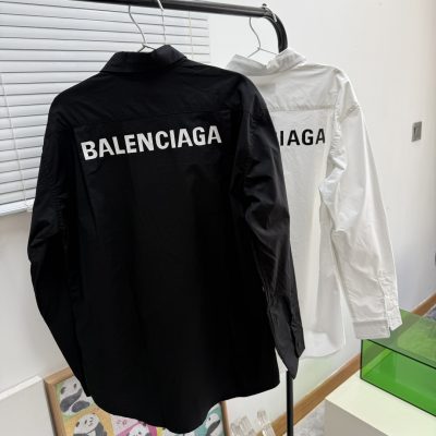 Premium Balenciaga Long-Sleeved Shirt Black Solid Style