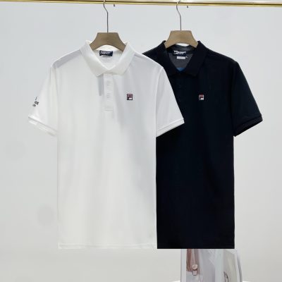 Luxury Fila Short-Sleeved T-Shirts Black Silk Embroidered Luxury