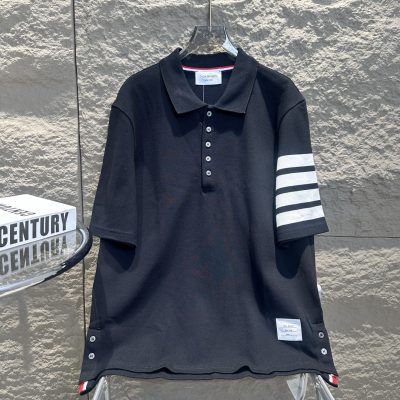Premium Thom Browne Short-Sleeved Shirt White Classic Collection