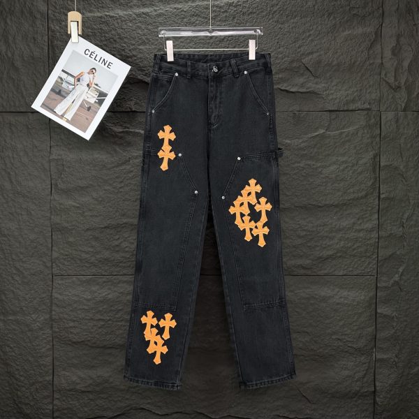 Luxury Chrome Hearts Jeans Orange Washed Luxury