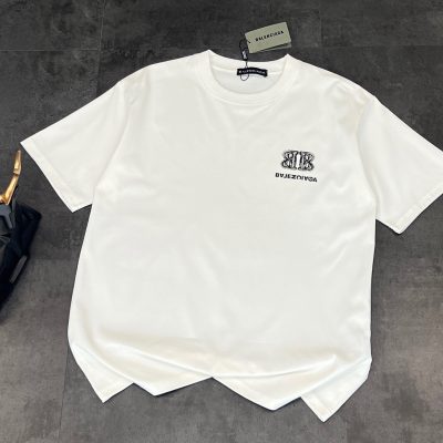 Premium Quality Balenciaga Short Sleeves Black Cotton Logo Style