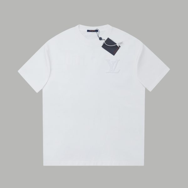 Premium Quality Louis Vuitton Short Sleeves Black Cotton Logo Collection