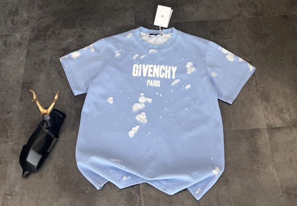 Premium Givenchy Short Sleeves Sky Cotton Breathable Luxury