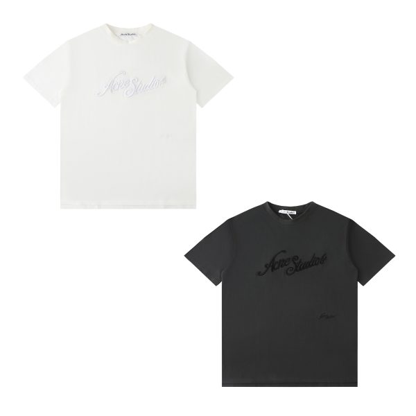 Luxury Acne Studios Short Sleeves Black Cotton Embroidered Style