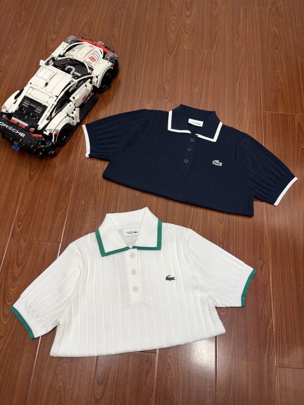 Premium Quality Lacoste Short-Sleeved Shirts White Knit Retro Style