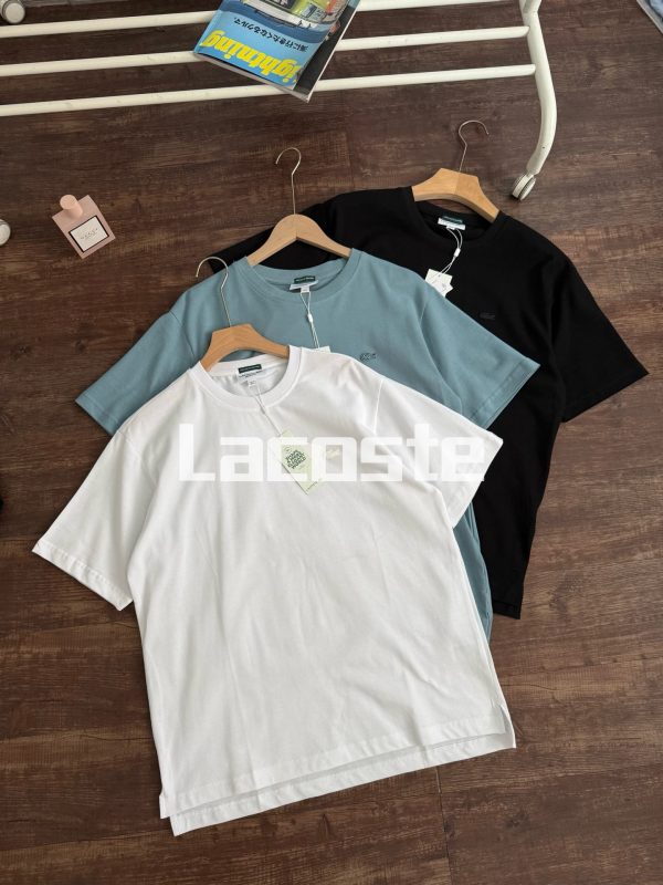 High Quality Lacoste Short-Sleeved Shirt Black Cotton Breathable Style