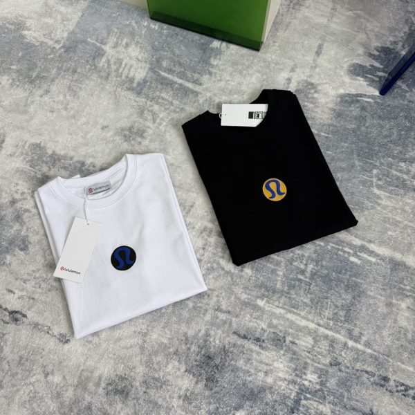High Quality Lululemon Short-Sleeved T-Shirt Blue Cotton Logo Luxury