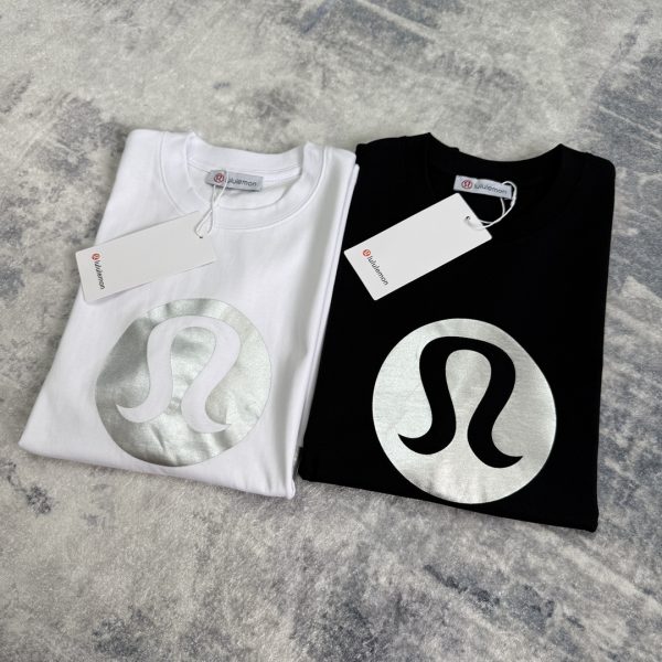 Luxury Lululemon Short Sleeves Black Cotton Logo Style
