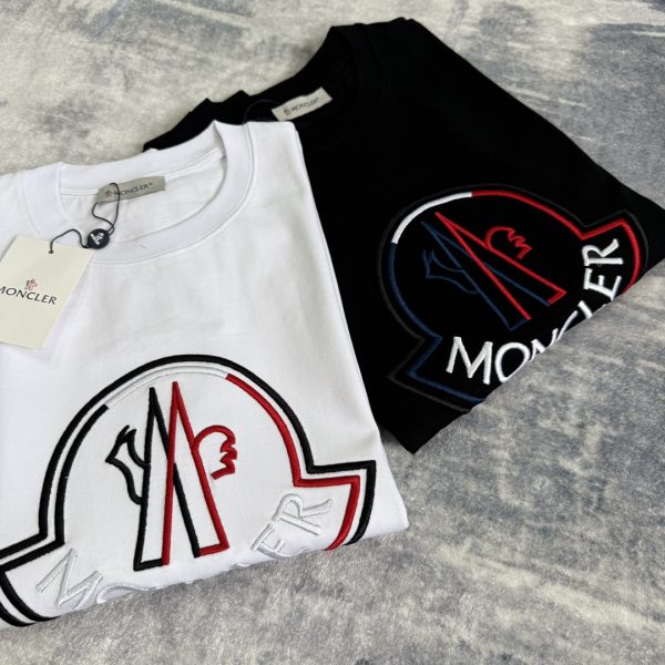 Premium Quality Moncler Short Sleeves Black Embroidered Collection