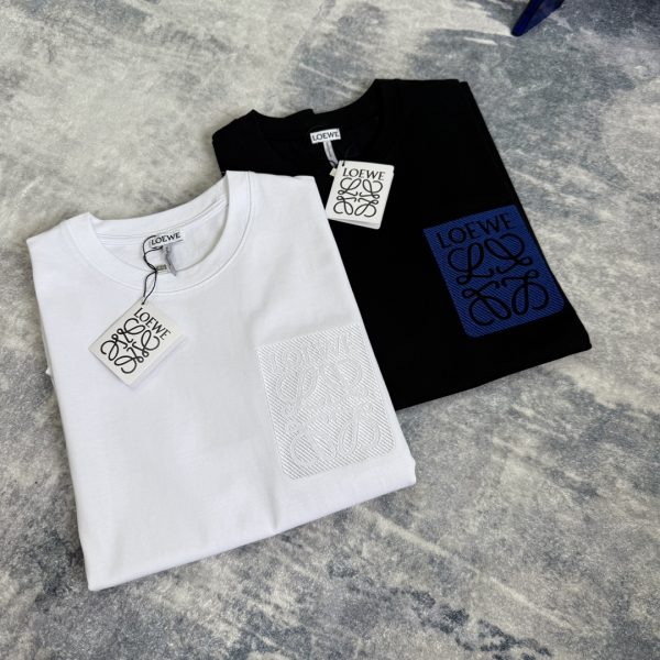 High Quality Loewe Short-Sleeved Shirt Black Canvas Casual Style