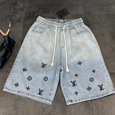 Premium Quality Louis Vuitton Shorts White Denim Breathable Style