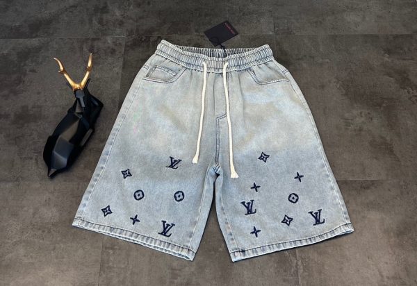 Premium Quality Louis Vuitton Shorts White Denim Breathable Style