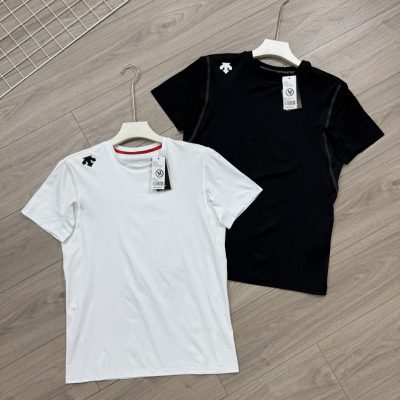 Premium Descente Short-Sleeved Shirts White Cotton Logo Collection
