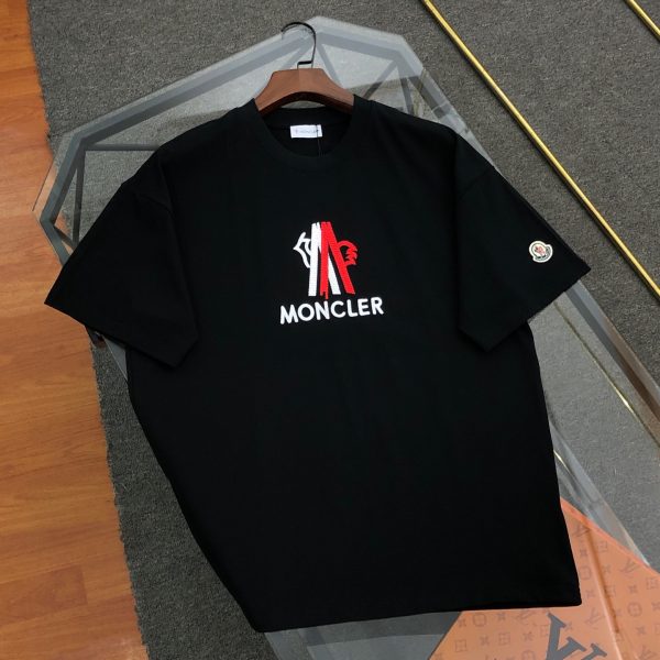 Premium Moncler Short Sleeves White Cotton Embroidered Style