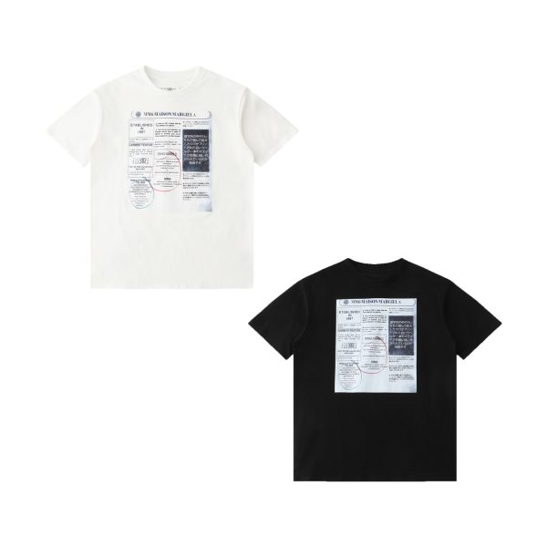 High Quality Margiela Short Sleeves Black Cotton Print Style