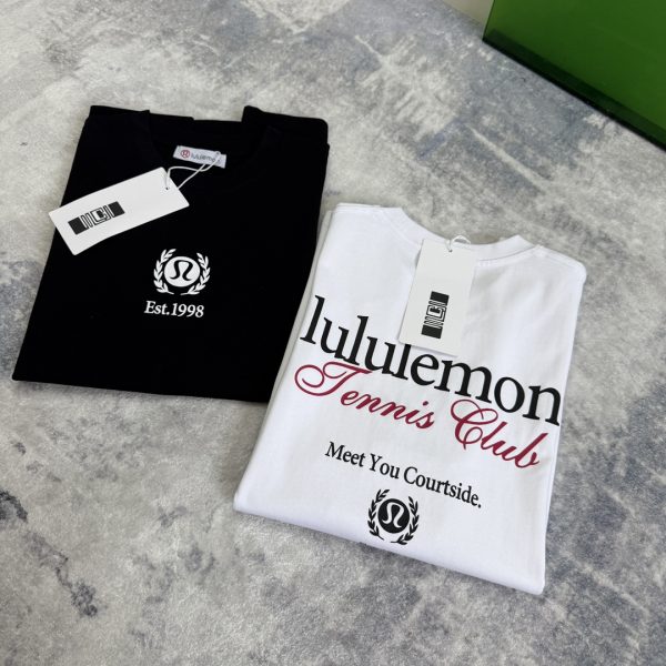 High Quality Lululemon Short-Sleeved Shirt Black Logo Luxury