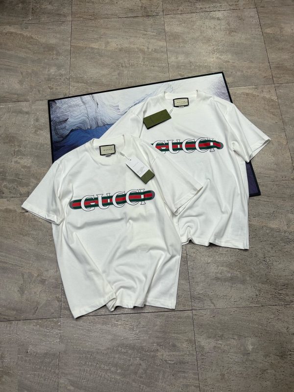 Luxury Gucci Short Sleeves White Cotton Logo Style