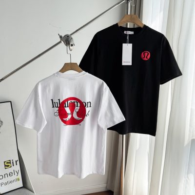 Best Selling Lululemon Short Sleeves Red Cotton Logo Collection