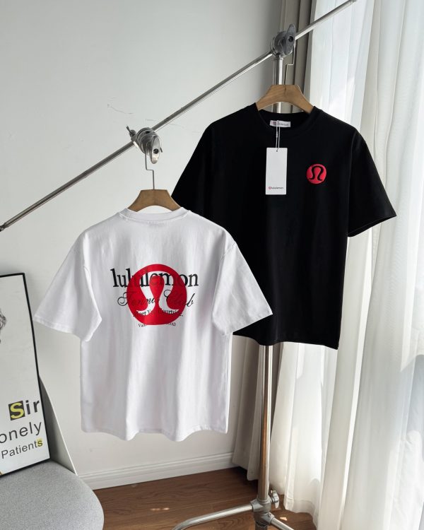 Best Selling Lululemon Short Sleeves Red Cotton Logo Collection