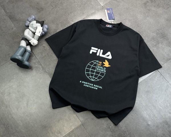 Best Selling Fila Short-Sleeved Shirt Black Logo Style