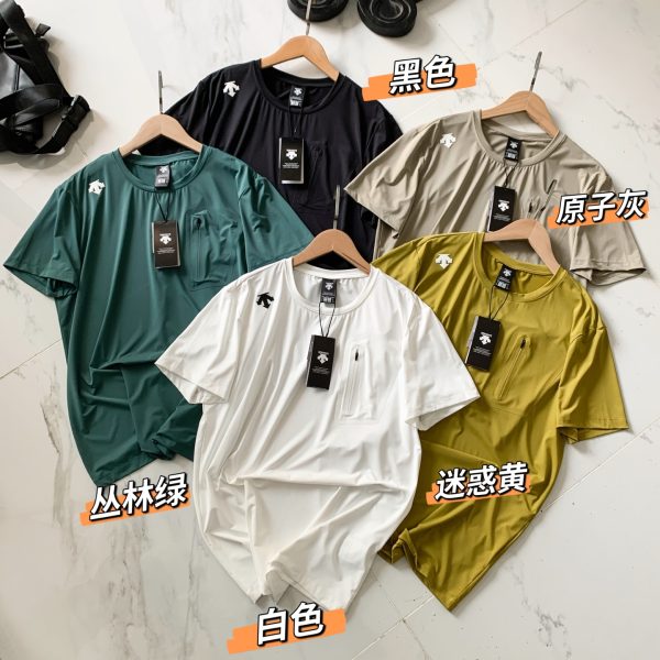 Luxury Descente Short Sleeves Black Cotton Breathable Style