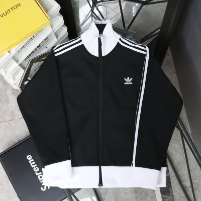 Premium Quality Adidas Coat Black Cotton Logo Luxury