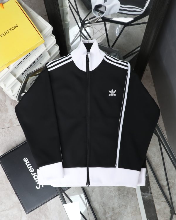 Premium Quality Adidas Coat Black Cotton Logo Luxury