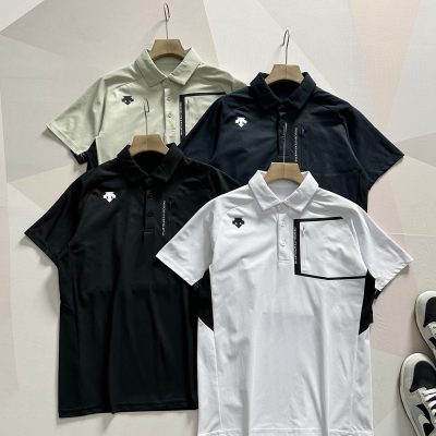 Premium Descente Short-Sleeved Black Cotton Breathable Luxury