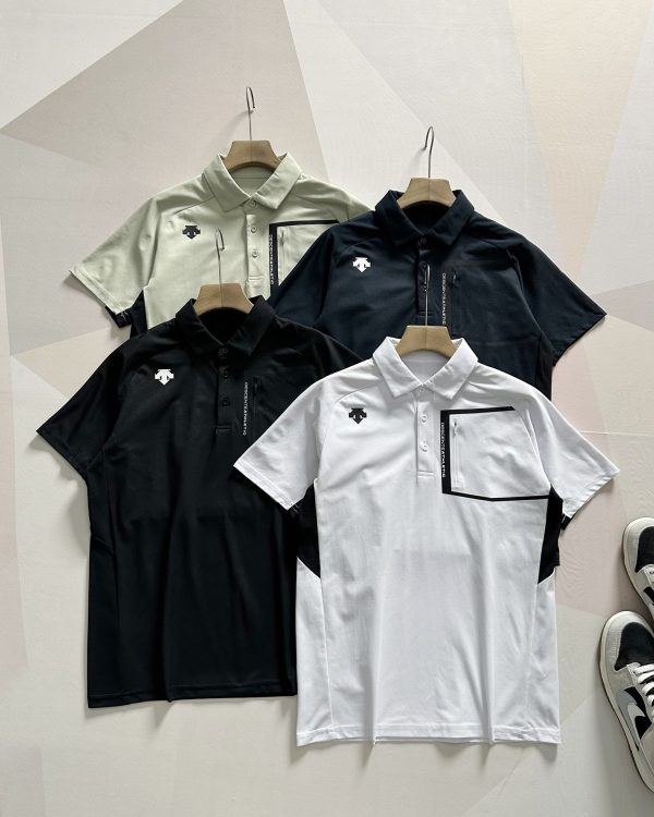 Premium Descente Short-Sleeved Black Cotton Breathable Luxury