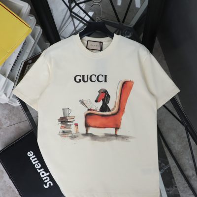 High Quality Gucci Short Sleeves Beige Print Style