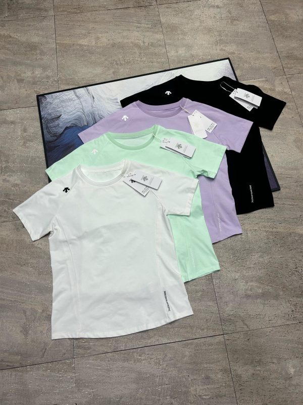 Premium Quality Descente Short Sleeves Black Cotton Logo Collection