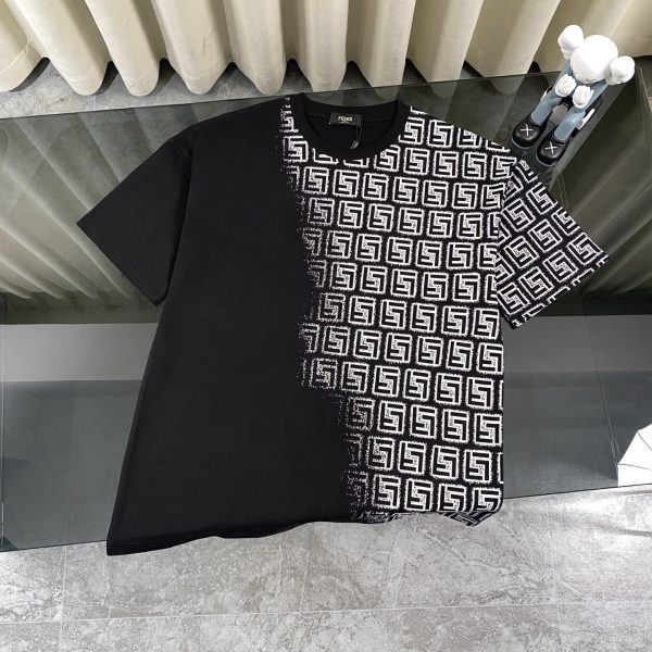 Luxury Fendi Short Sleeves Black Cotton Classic Luxury