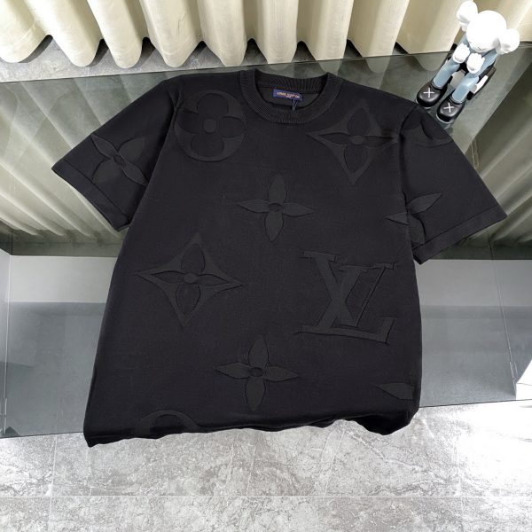 Premium Quality Louis Vuitton Short Sleeves Black Knit Monogram Style