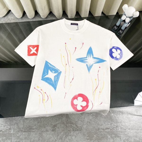 Premium Louis Vuitton Short-Sleeved Shirt Black Cotton Print Collection