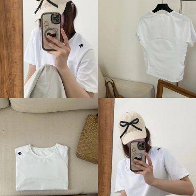 Premium Descente Short Sleeves Black Cotton Logo Luxury
