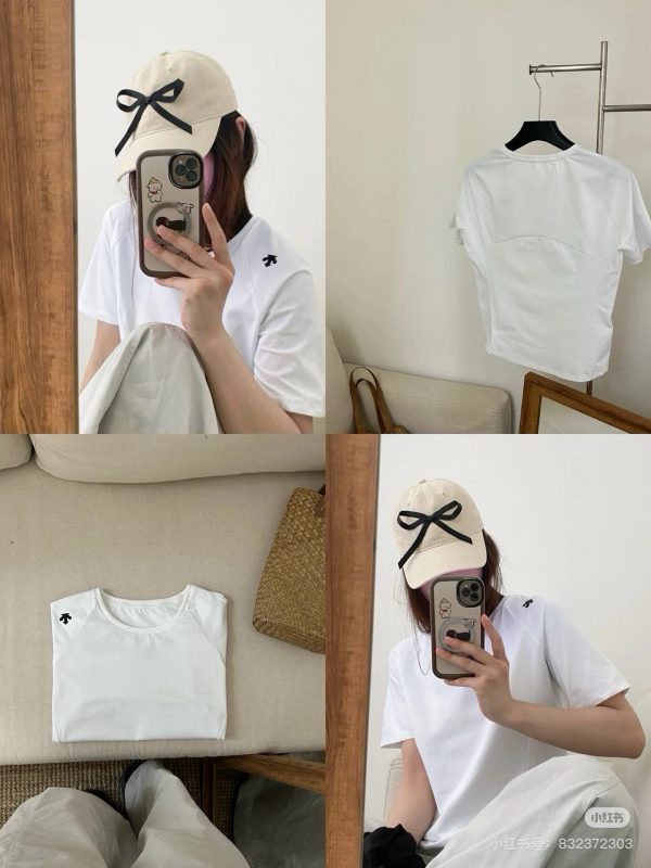 Premium Descente Short Sleeves Black Cotton Logo Luxury