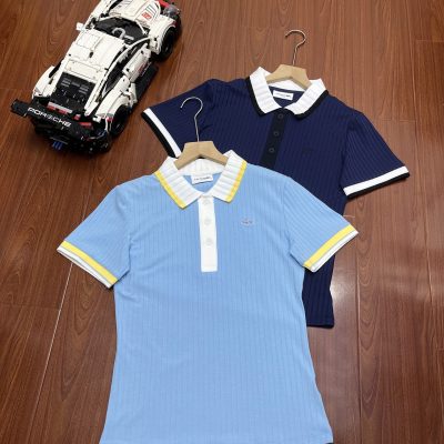Premium Lacoste Short-Sleeved Shirt Blue Knit Vintage Collection