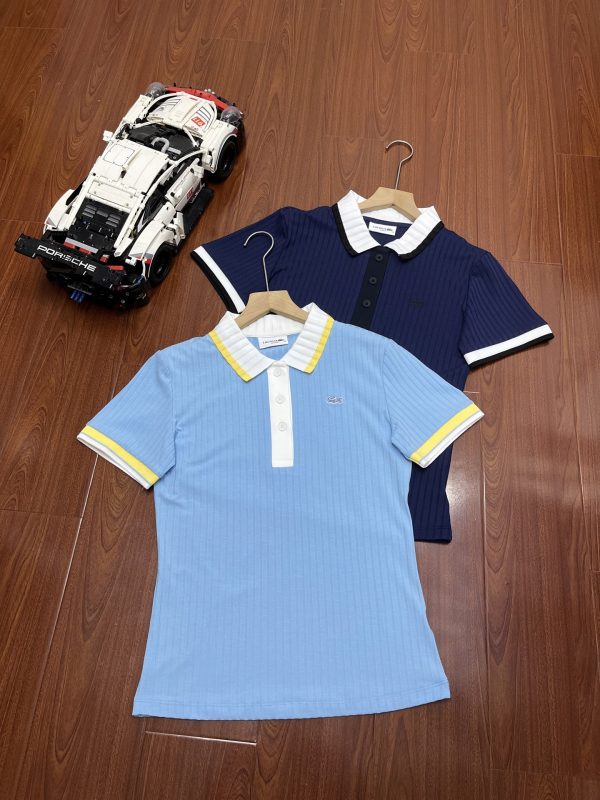 Premium Lacoste Short-Sleeved Shirt Blue Knit Vintage Collection