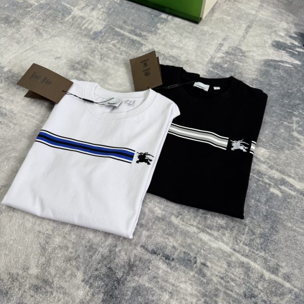 Luxury Burberry Short Sleeves Black Striped Collection