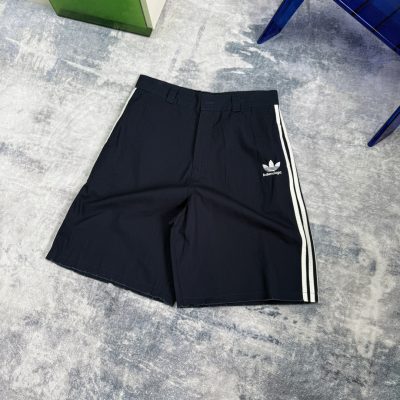 High Quality Balenciaga Shorts Navy Embroidered Luxury