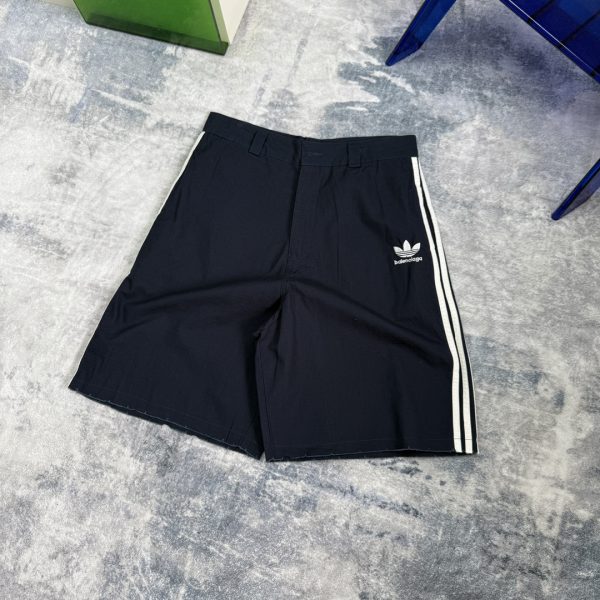 High Quality Balenciaga Shorts Navy Embroidered Luxury