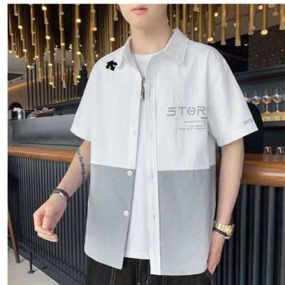 Premium Descente Short Sleeves White Silk Casual Style