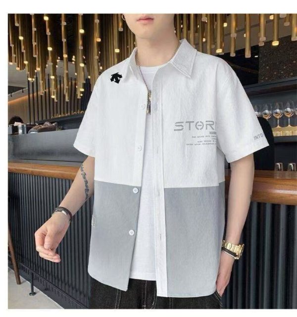 Premium Descente Short Sleeves White Silk Casual Style